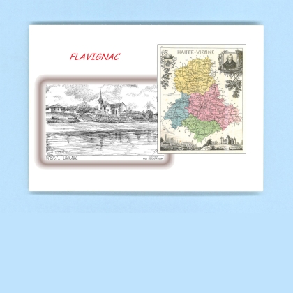 Cartes Postales impression Noir avec dpartement sur la ville de FLAVIGNAC Titre : vue