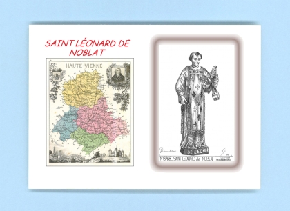 Cartes Postales impression Noir avec dpartement sur la ville de ST LEONARD DE NOBLAT Titre : statue de st leonard