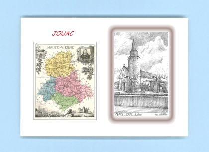 Cartes Postales impression Noir avec dpartement sur la ville de JOUAC Titre : eglise