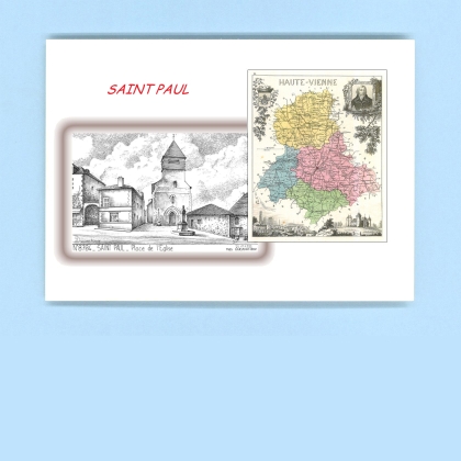 Cartes Postales impression Noir avec dpartement sur la ville de ST PAUL Titre : place de l eglise