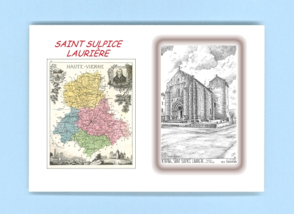 Cartes Postales impression Noir avec dpartement sur la ville de ST SULPICE LAURIERE Titre : eglise du bourg