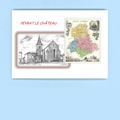 Cartes Postales impression Noir avec dpartement sur la ville de PEYRAT LE CHATEAU Titre : eglise