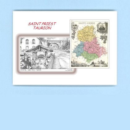 Cartes Postales impression Noir avec dpartement sur la ville de ST PRIEST TAURION Titre : vue