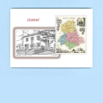 Cartes Postales impression Noir avec dpartement sur la ville de CUSSAC Titre : mairie