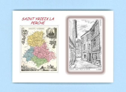 Cartes Postales impression Noir avec dpartement sur la ville de ST YRIEIX LA PERCHE Titre : vue