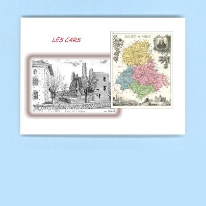Cartes Postales impression Noir avec dpartement sur la ville de LES CARS Titre : tours du chateau