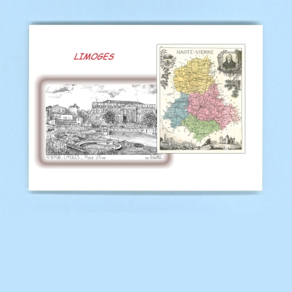 Cartes Postales impression Noir avec dpartement sur la ville de LIMOGES Titre : place d aine