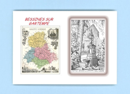 Cartes Postales impression Noir avec dpartement sur la ville de BESSINES SUR GARTEMPE Titre : fontaine