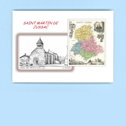Cartes Postales impression Noir avec dpartement sur la ville de ST MARTIN DE JUSSAC Titre : eglise