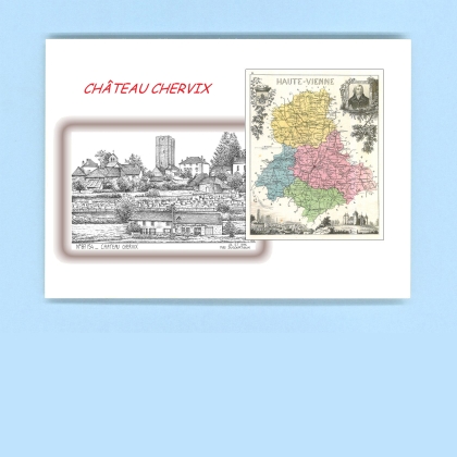 Cartes Postales impression Noir avec dpartement sur la ville de CHATEAU CHERVIX Titre : vue