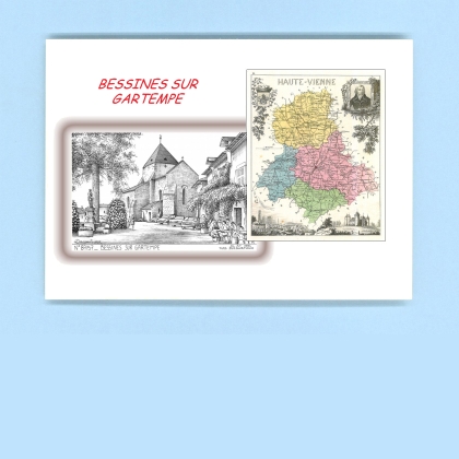Cartes Postales impression Noir avec dpartement sur la ville de BESSINES SUR GARTEMPE Titre : vue