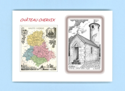 Cartes Postales impression Noir avec dpartement sur la ville de CHATEAU CHERVIX Titre : chapelle