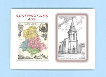 Cartes Postales impression Noir avec dpartement sur la ville de ST PRIEST SOUS AIXE Titre : eglise