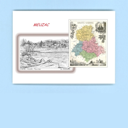 Cartes Postales impression Noir avec dpartement sur la ville de MEUZAC Titre : plan d eau