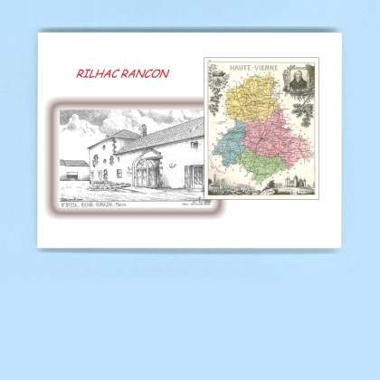 Cartes Postales impression Noir avec dpartement sur la ville de RILHAC RANCON Titre : mairie
