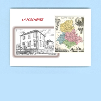Cartes Postales impression Noir avec dpartement sur la ville de LA PORCHERIE Titre : ancienne mairie