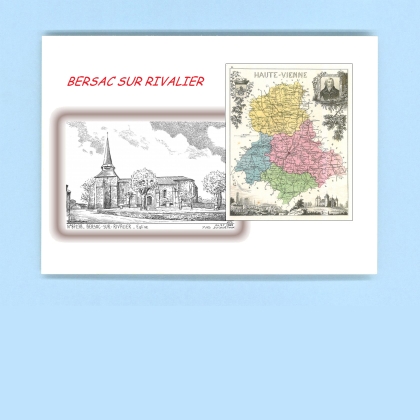 Cartes Postales impression Noir avec dpartement sur la ville de BERSAC SUR RIVALIER Titre : eglise