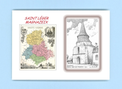 Cartes Postales impression Noir avec dpartement sur la ville de ST LEGER MAGNAZEIX Titre : eglise