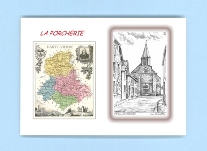 Cartes Postales impression Noir avec dpartement sur la ville de LA PORCHERIE Titre : vue