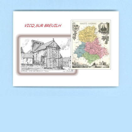 Cartes Postales impression Noir avec dpartement sur la ville de VICQ SUR BREUILH Titre : eglise