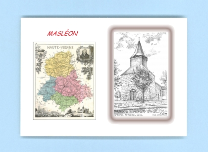 Cartes Postales impression Noir avec dpartement sur la ville de MASLEON Titre : eglise