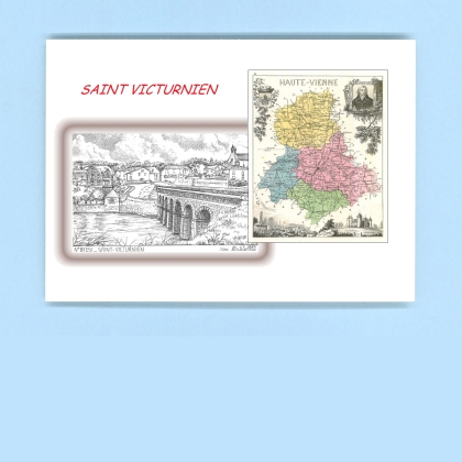 Cartes Postales impression Noir avec dpartement sur la ville de ST VICTURNIEN Titre : vue