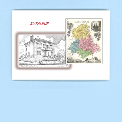 Cartes Postales impression Noir avec dpartement sur la ville de BUJALEUF Titre : mairie