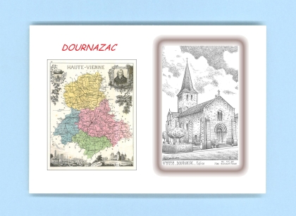 Cartes Postales impression Noir avec dpartement sur la ville de DOURNAZAC Titre : eglise