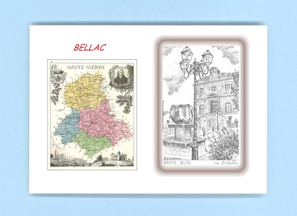 Cartes Postales impression Noir avec dpartement sur la ville de BELLAC Titre : vue