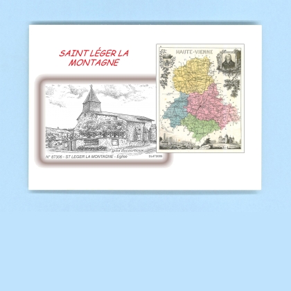Cartes Postales impression Noir avec dpartement sur la ville de ST LEGER LA MONTAGNE Titre : eglise