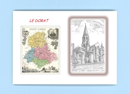 Cartes Postales impression Noir avec dpartement sur la ville de LE DORAT Titre : collegiale st pierre