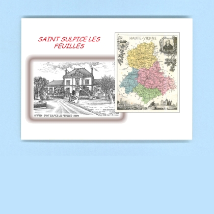 Cartes Postales impression Noir avec dpartement sur la ville de ST SULPICE LES FEUILLES Titre : mairie