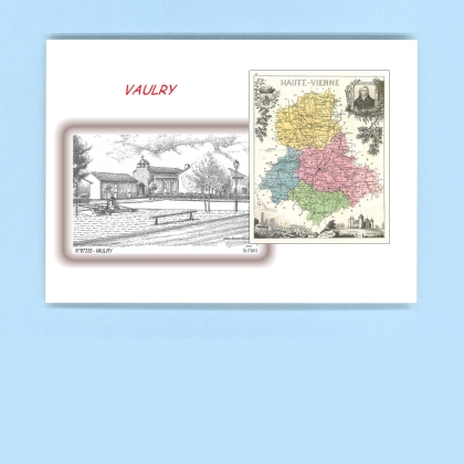 Cartes Postales impression Noir avec dpartement sur la ville de VAULRY Titre : vue