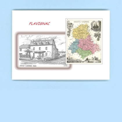 Cartes Postales impression Noir avec dpartement sur la ville de FLAVIGNAC Titre : mairie