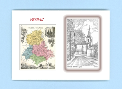 Cartes Postales impression Noir avec dpartement sur la ville de VEYRAC Titre : eglise