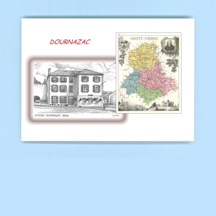 Cartes Postales impression Noir avec dpartement sur la ville de DOURNAZAC Titre : mairie