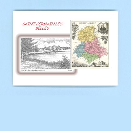 Cartes Postales impression Noir avec dpartement sur la ville de ST GERMAIN LES BELLES Titre : vue