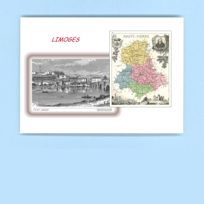 Cartes Postales impression Noir avec dpartement sur la ville de LIMOGES Titre : vue