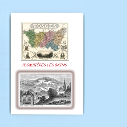 Cartes Postales impression Noir avec dpartement sur la ville de PLOMBIERES LES BAINS Titre : vue