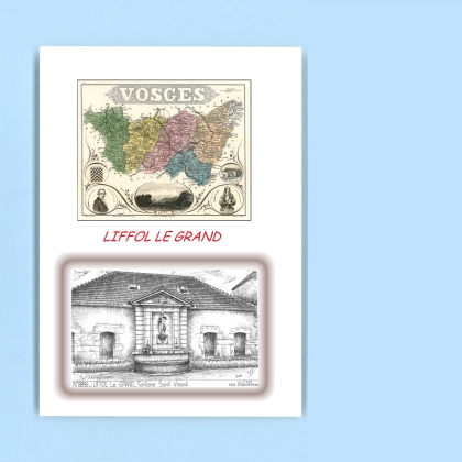 Cartes Postales impression Noir avec dpartement sur la ville de LIFFOL LE GRAND Titre : fontaine st vincent