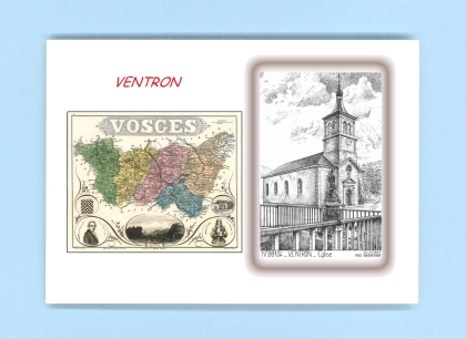 Cartes Postales impression Noir avec dpartement sur la ville de VENTRON Titre : eglise