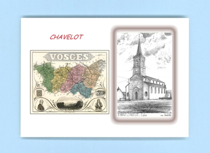 Cartes Postales impression Noir avec dpartement sur la ville de CHAVELOT Titre : eglise
