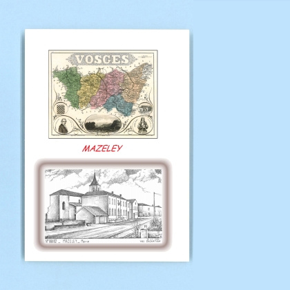 Cartes Postales impression Noir avec dpartement sur la ville de MAZELEY Titre : mairie