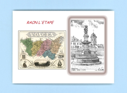 Cartes Postales impression Noir avec dpartement sur la ville de RAON L ETAPE Titre : vue