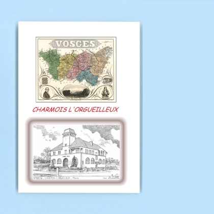 Cartes Postales impression Noir avec dpartement sur la ville de CHARMOIS L ORGUEILLEUX Titre : mairie