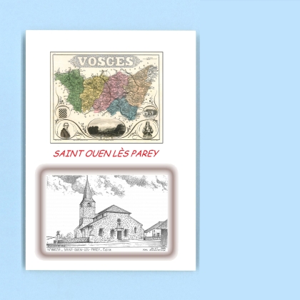 Cartes Postales impression Noir avec dpartement sur la ville de ST OUEN LES PAREY Titre : eglise
