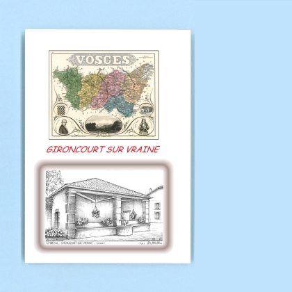 Cartes Postales impression Noir avec dpartement sur la ville de GIRONCOURT SUR VRAINE Titre : lavoir