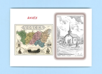 Cartes Postales impression Noir avec dpartement sur la ville de RAVES Titre : chapelle