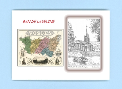 Cartes Postales impression Noir avec dpartement sur la ville de BAN DE LAVELINE Titre : eglise