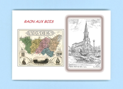 Cartes Postales impression Noir avec dpartement sur la ville de RAON AUX BOIS Titre : eglise